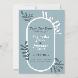 Rococo Blue Simple Wedding Save the Date Kaart