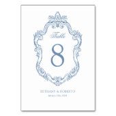 Rococo Blue Wedding Kaart (Voorkant)