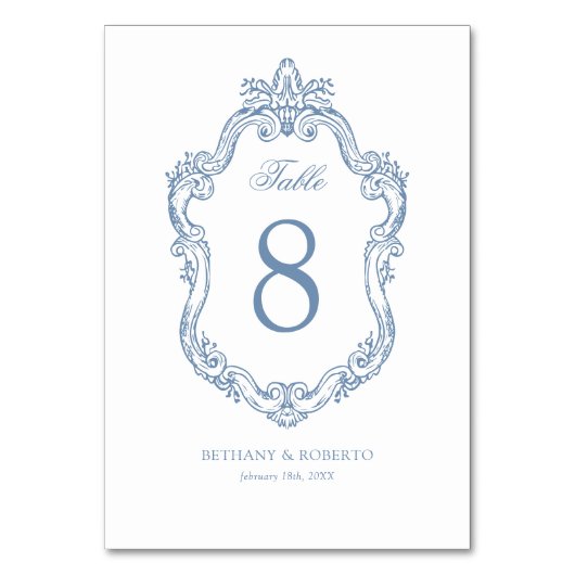 Rococo  Blue Wedding Kaart (Voorkant)