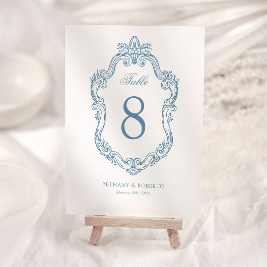 Rococo Blue Wedding Kaart