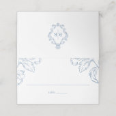 Rococo  Blue Wedding RSVP Plaatskaartje (Buitenkant ongevouwen)