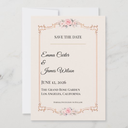 Rococo Blush Save the Date (Voorkant)