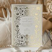 Rococo Border Folie Uitnodiging