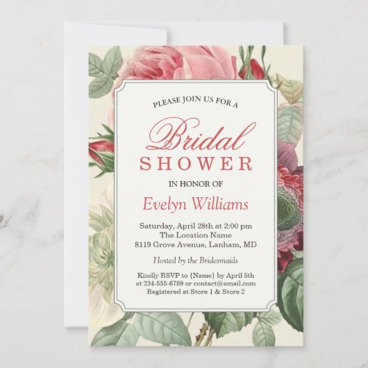 Rococo  Botanische Bloemen Vrijgezellenfeest Kaart (Voorkant)