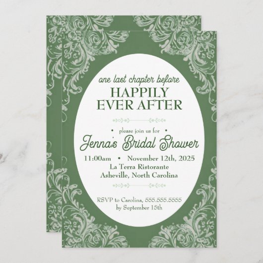 Rococo Bruids Douche Uitnodiging | tuin-Vintage (Voorkant / Achterkant)