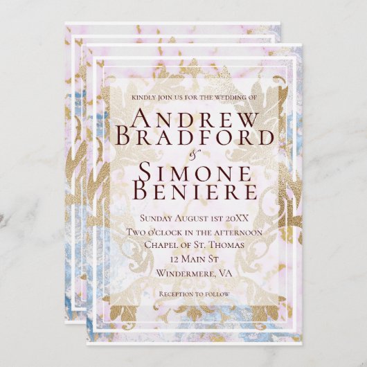 Rococo  bruiloft kaart (Voorkant / Achterkant)