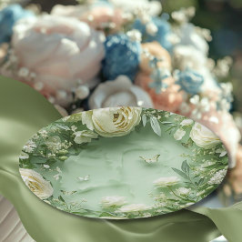 Rococo Butterfly Garden Galentine Floral Elegance Papieren Bordje