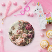 Rococo Butterfly Garden Galentine Floral Elegance Papieren Bordje (Feest)
