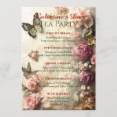 Rococo Butterfly Garden Galentine Tea Party Menu Kaart (Voorkant)