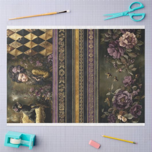 Rococo Buzz, Bee theme, MixnMatch Collage Tissuepapier (Craft)