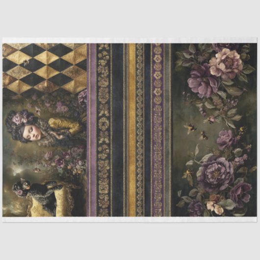 Rococo Buzz, Bee theme, MixnMatch Collage Tissuepapier (Voorkant)