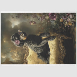 Rococo Buzz Zwarte Poodle Vintage Olie Schilderij Tissuepapier