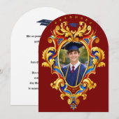 Rococo Cartouche Foto Sjabloon Afstuderen Kaart (Voorkant / Achterkant)