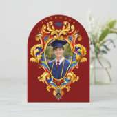 Rococo Cartouche Foto Sjabloon Afstuderen Kaart (Staand voorkant)