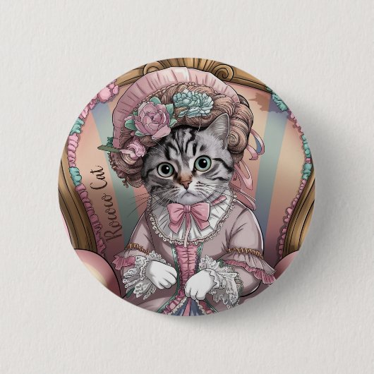 Rococo Cat Ronde Button 5,7 Cm (Voorkant)