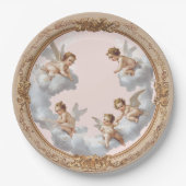  Rococo Cherub Pink Cloud Party Bord (Voorkant)