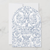  Rococo Cherubs & Flowers Blauwe bruiloft Kaart (Achterkant)