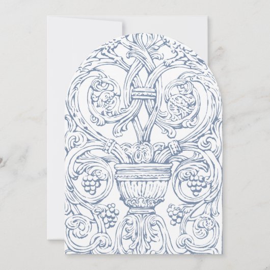 Rococo Cherubs & Flowers Blauwe bruiloft Kaart (Achterkant)