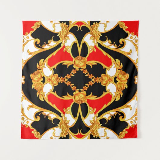 Rococo-complex met bloemelementen wandkleed (Voorkant (horizontaal))