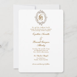 Rococo Crest Mocha Monochrome Monogram Kaart
