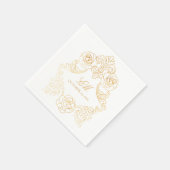 Rococo Crest Monogram Gouden Folie Bruiloft Logo Servet (Hoek)