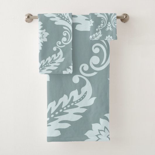 Rococo Damask Art I Duck Egg Blue+Teal Bad Handdoek (Insitu)