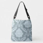 Rococo Damask Art I Duck Egg Blue+Teal Crossbody Tas (Voorkant)