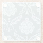 Rococo Damask Art I Duck Egg Blue+Teal Glazen Onderzetter (Achterkant)