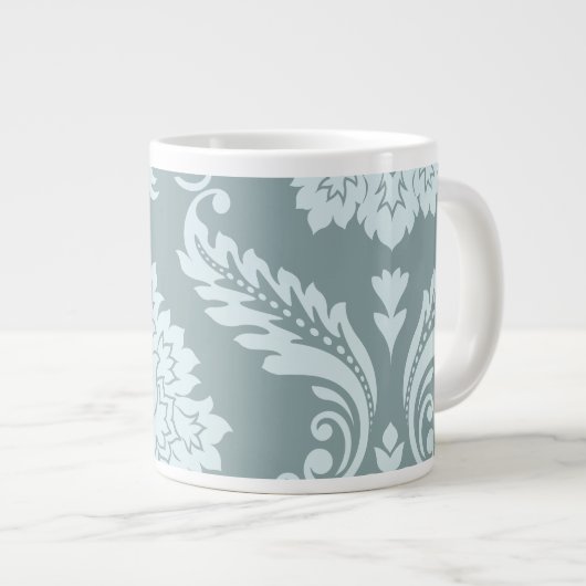 Rococo Damask Art I Duck Egg Blue+Teal Grote Koffiekop (Voorkant rechts)