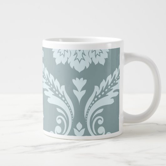 Rococo Damask Art I Duck Egg Blue+Teal Grote Koffiekop (Rechts)