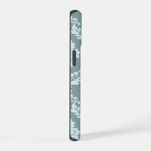 Rococo Damask Art I Duck Egg Blue+Teal iPhone 15 Case (Rechterkant)