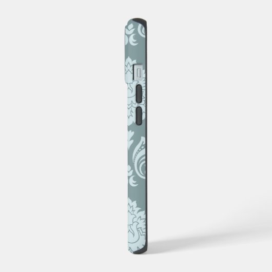 Rococo Damask Art I Duck Egg Blue+Teal iPhone 15 Case (Linkerkant)