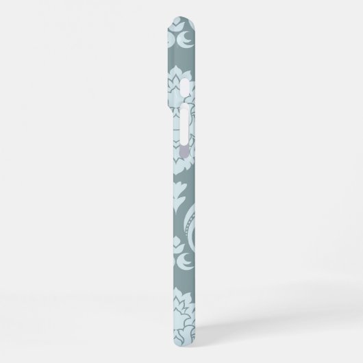 Rococo Damask Art I Duck Egg Blue+Teal iPhone Hoesje (Linkerkant)