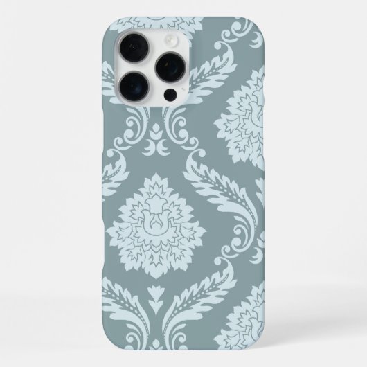 Rococo Damask Art I Duck Egg Blue+Teal iPhone Hoesje (Achterkant)