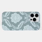 Rococo Damask Art I Duck Egg Blue+Teal iPhone Hoesje (Achterkant horizontaal)