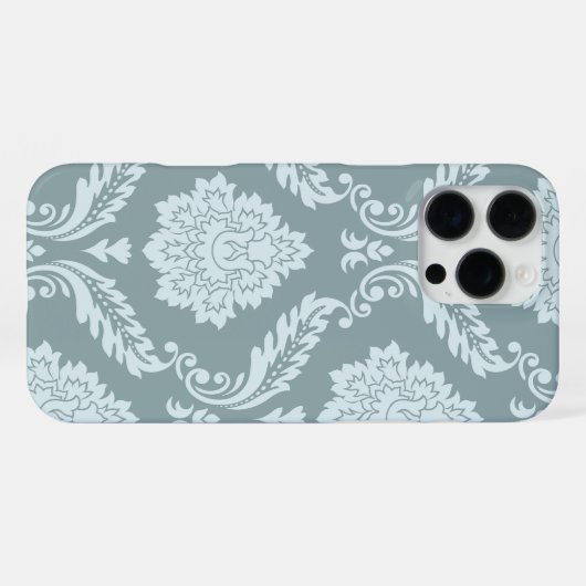 Rococo Damask Art I Duck Egg Blue+Teal iPhone Hoesje (Achterkant horizontaal)