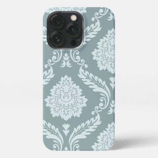 Rococo Damask Art I Duck Egg Blue+Teal iPhone Hoesje (Achterkant)