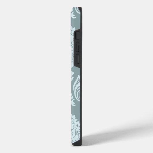Rococo Damask Art I Duck Egg Blue+Teal iPhone Hoesje (Linkerkant)