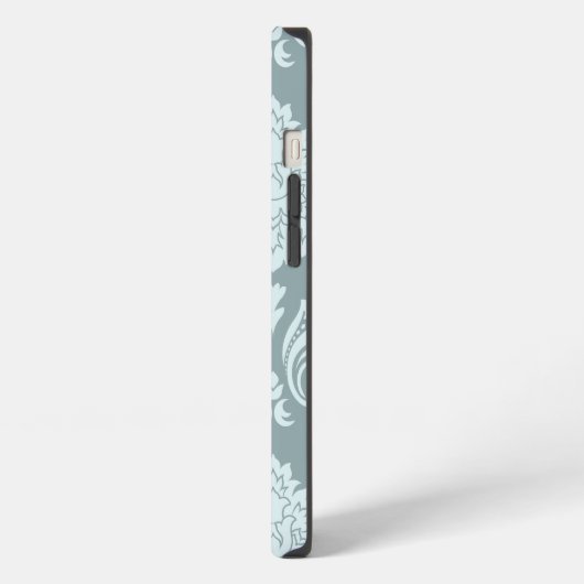 Rococo Damask Art I Duck Egg Blue+Teal iPhone Hoesje (Linkerkant)