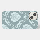 Rococo Damask Art I Duck Egg Blue+Teal iPhone Hoesje (Achterkant horizontaal)