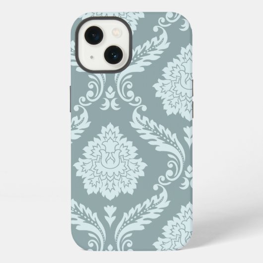 Rococo Damask Art I Duck Egg Blue+Teal iPhone Hoesje (Achterkant)
