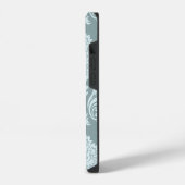 Rococo Damask Art I Duck Egg Blue+Teal iPhone Hoesje (Linkerkant)