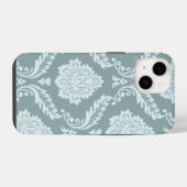 Rococo Damask Art I Duck Egg Blue+Teal iPhone Hoesje (Achterkant horizontaal)