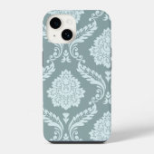 Rococo Damask Art I Duck Egg Blue+Teal iPhone Hoesje (Achterkant)