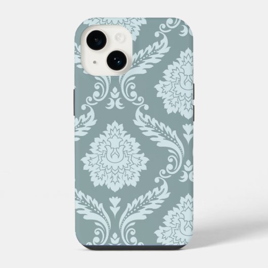 Rococo Damask Art I Duck Egg Blue+Teal iPhone Hoesje (Achterkant)