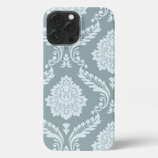 Rococo Damask Art I Duck Egg Blue+Teal iPhone Hoesje (Achterkant)
