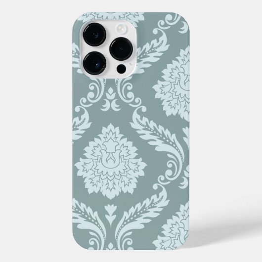 Rococo Damask Art I Duck Egg Blue+Teal iPhone Hoesje (Achterkant)