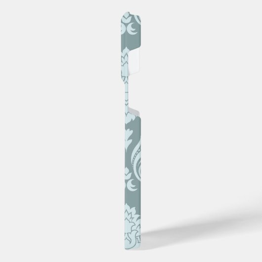 Rococo Damask Art I Duck Egg Blue+Teal iPhone Hoesje (Linkerkant)