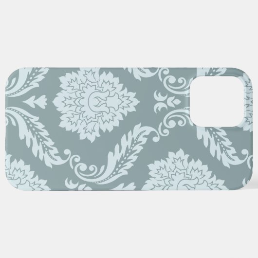 Rococo Damask Art I Duck Egg Blue+Teal iPhone Hoesje (Achterkant horizontaal)