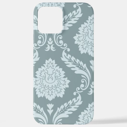 Rococo Damask Art I Duck Egg Blue+Teal iPhone Hoesje (Achterkant)